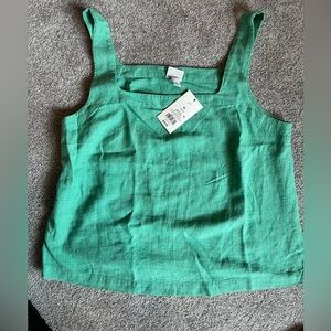 NWT Green Linen Women's Top